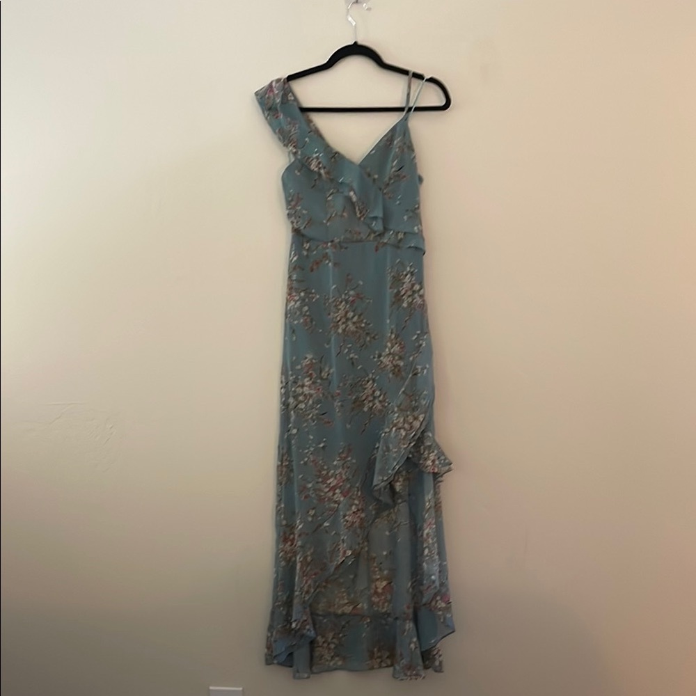 Floral One-Shoulder Dress in Green